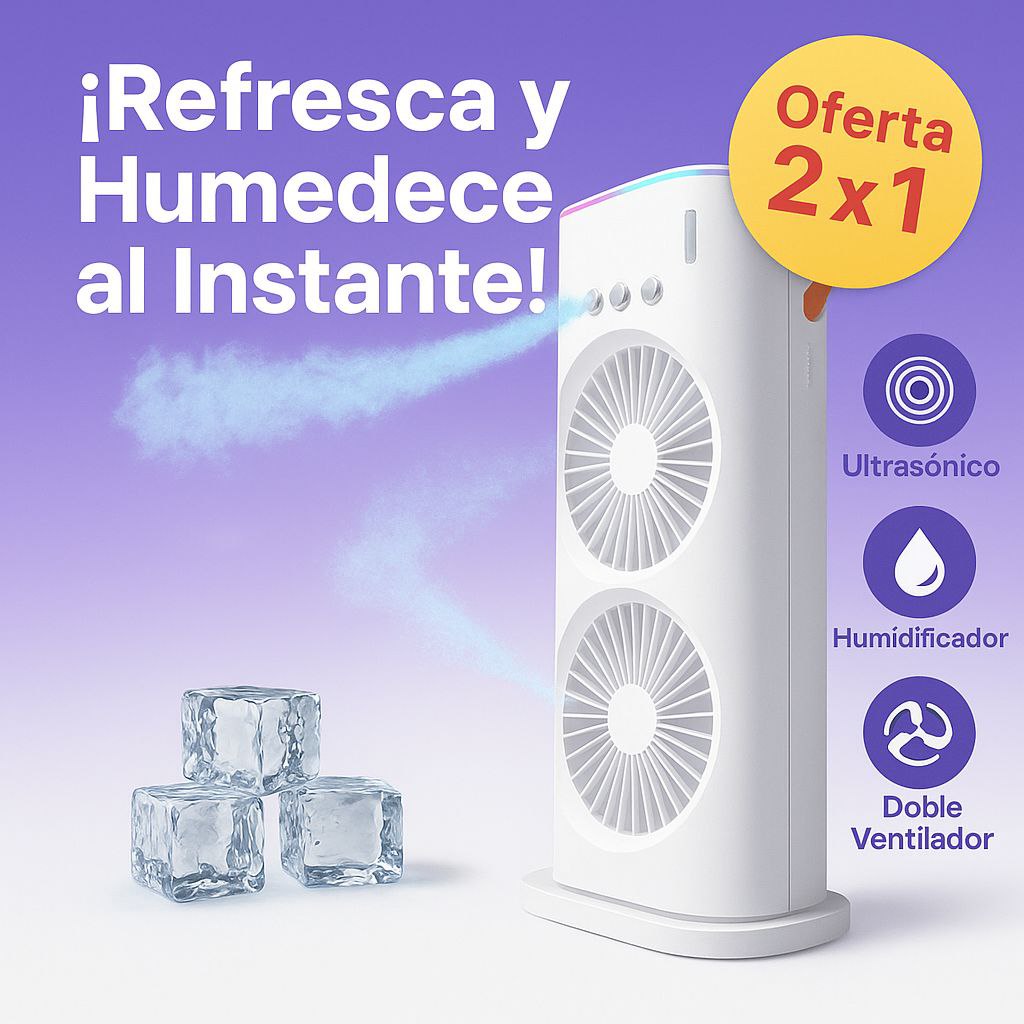 VENTILADOR DOBLE HUMIDIFICADOR CON LUZ