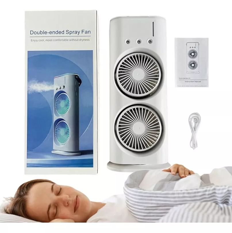 VENTILADOR DOBLE HUMIDIFICADOR CON LUZ