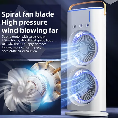 VENTILADOR DOBLE HUMIDIFICADOR CON LUZ