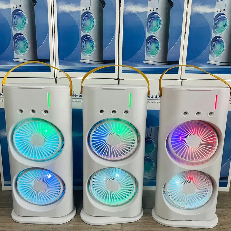 VENTILADOR DOBLE HUMIDIFICADOR CON LUZ
