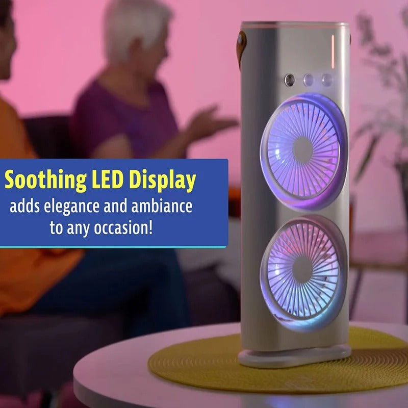 VENTILADOR DOBLE HUMIDIFICADOR CON LUZ